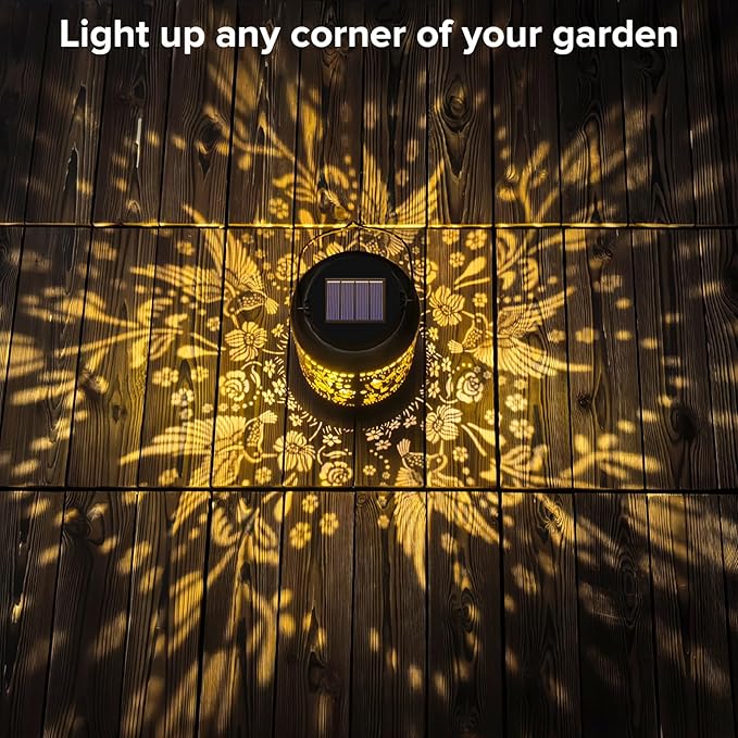 Solar Lanterns Outdoor Waterproof - Hummingbird Solar Lights for Garden, Hanging Metal Lantern Decor for Patio, Yard - Christmas Mothers Day Gifts for Women, Mom, Grandma (Hummingbird, 1)