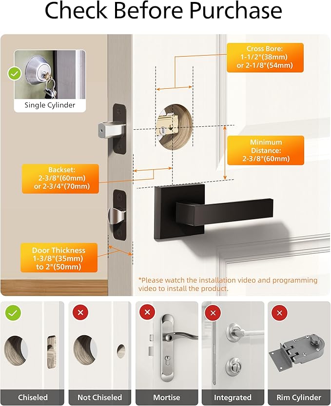 Philips Fingerprint Keyless Entry Door Lock, Electronic Door Lock with Touchscreen, Long-Lasting Battery, Auto Locking, One-Time Code, Keypad Deadbolt, One-Touch Locking, Matte Black