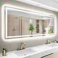 84x32 Inch LED Bathroom Mirror with Lights Front and Backlit Lighted Vanity Mirror for Bathroom Wall with 3 Colors Dimmable Anti-Fog Memory Shatter-Proof IP54 Waterproof Horizontal/Vertical