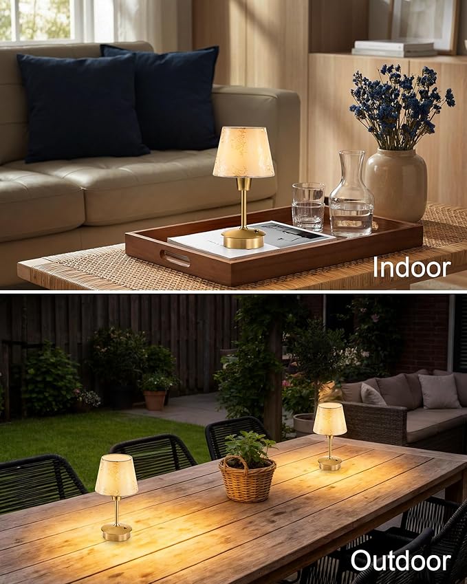 UMEXUS 2 Pack Small Cordless Table Lamp for Restaurant Dinner Table, 5200mAh Battery Operated Touch Lamps, Rechargeable Dimmable Portable Night Light for Bedside Dining Room Patio Kitchen Outdoor