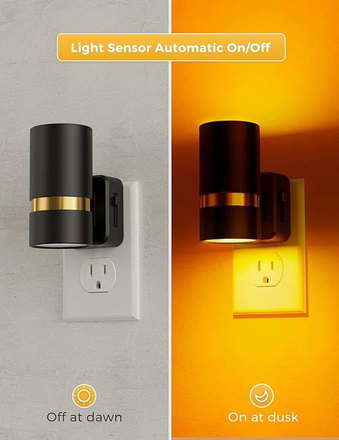 L LOHAS LED Night Lights Plug into Wall, Dusk to Dawn Sensor, Amber Night Light Plug in for Kids, 0-100LM, Ideal for Bedroom, Hallway, Stairs, Nursery, 2 Pack