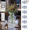 6 Pack Rechargeable Fairy Lights with Remote & DIY Timer, 7ft 20LED Dimmable Silver Wire String Light for Mason Jar, Mini Twinkle Lights for Indoor Christmas Bedroom Wedding Decor, White
