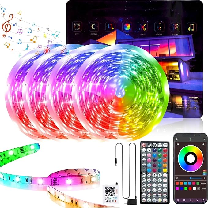 Music Sync Color Changing Led Lights for Bedroom 400ft (4 Rolls of 100ft), LED Strip Lights with Remote and App Control, Led Light Strip for Room, Christmas, Home Decor
