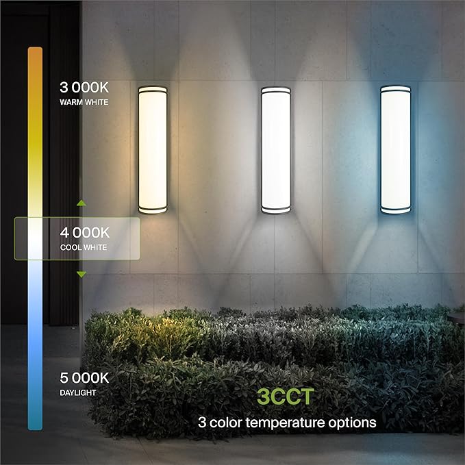ASD 24 Inch LED Outdoor Sconce Lights - 25W 120-277V 3000K 4000K 5000K Bronze Exterior Lighting Fixtures, Dimmable Exterior Lights for House, Modern Patio Wall Light Fixture ETL 2 Pack