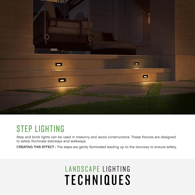 Hinkley Landscape Lighting Luna Horizontal 12v Step Light, Low-Voltage, 2700K, Fits Standard Gang Junction Box, Integrated LED, Satin White