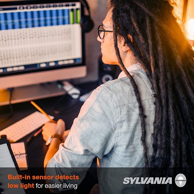 Sylvania Dusk to Dawn A21 LED Light Bulb with Auto On/Off Light Sensor, 100W=13W, 1500 Lumens, 2700K, Soft White - 6 Pack (41258)
