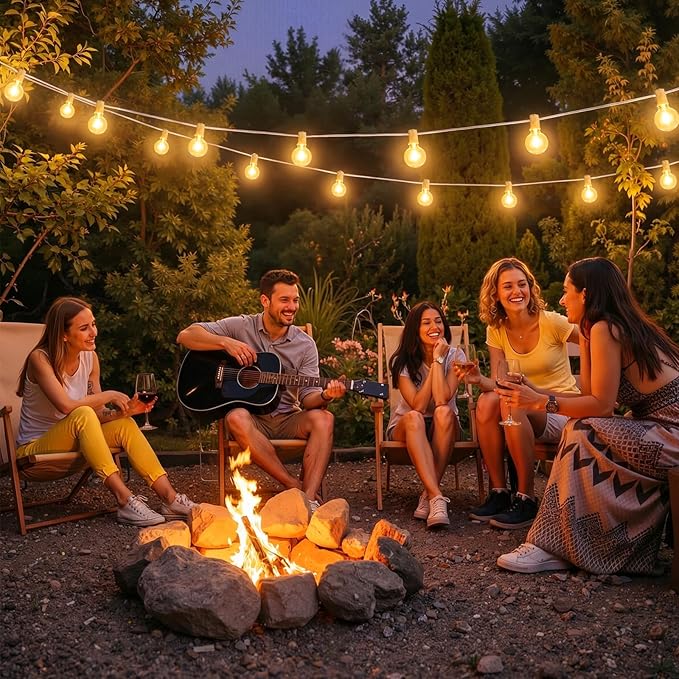 Mlambert 25FT G40 LED Outdoor String Lights, Plug-in Waterproof Patio Lights with 10 LED Bulbs (1 Spare), Porch Lights for Backyard Party Decor, White
