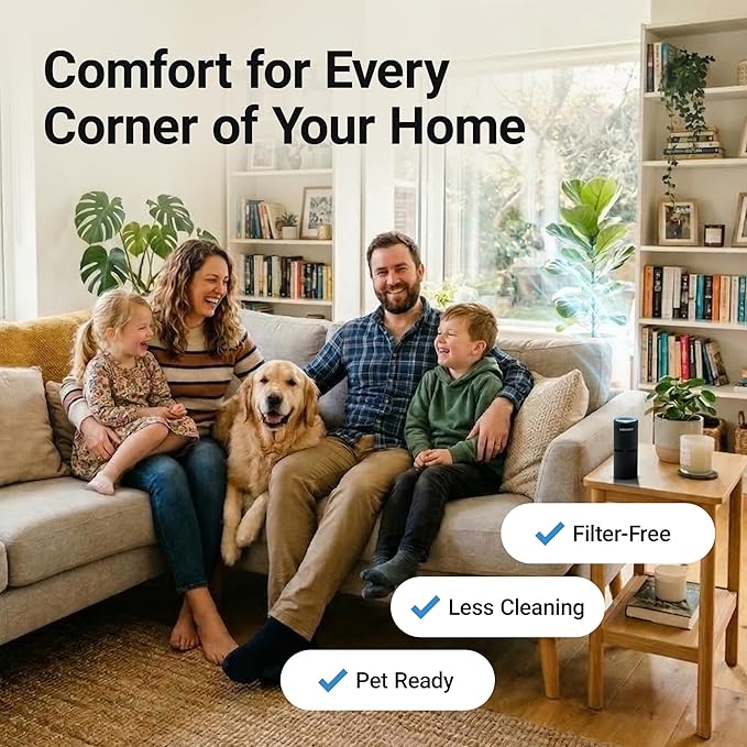 LabCharge Small Ionic Air Purifier for Home & Bedroom – Silent HEPA Filter – Covers 250 Sq Ft - Free Cleaner for Pets, Hair, Smoke, Dust, Odors & Dander – Compact & Black Design - Pack of 2