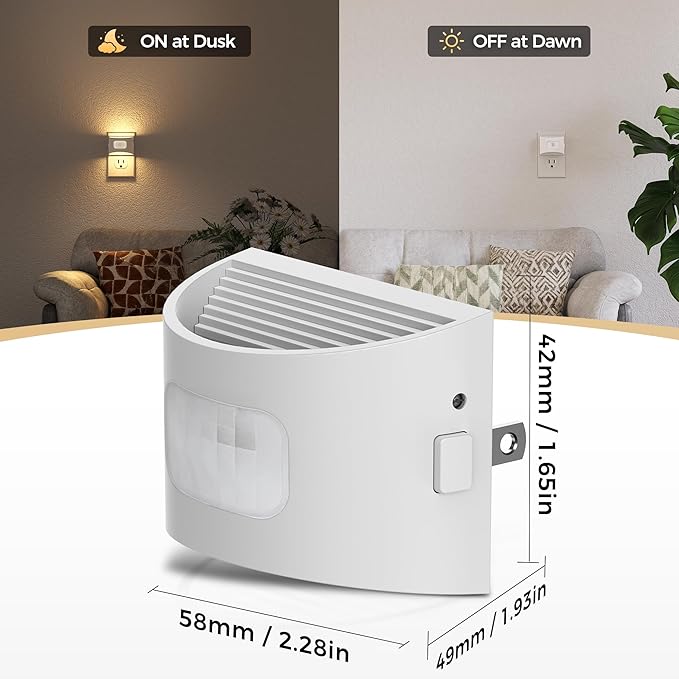 DORESshop LED Night Light[2 Pack], Night Lights Plug into Wall, 3 Color Temperatures Plug in Night Light with Motion Sensor, Dusk to Dawn Sensor, Nightlights for Adults, Bedroom, 3CCT, White Cover