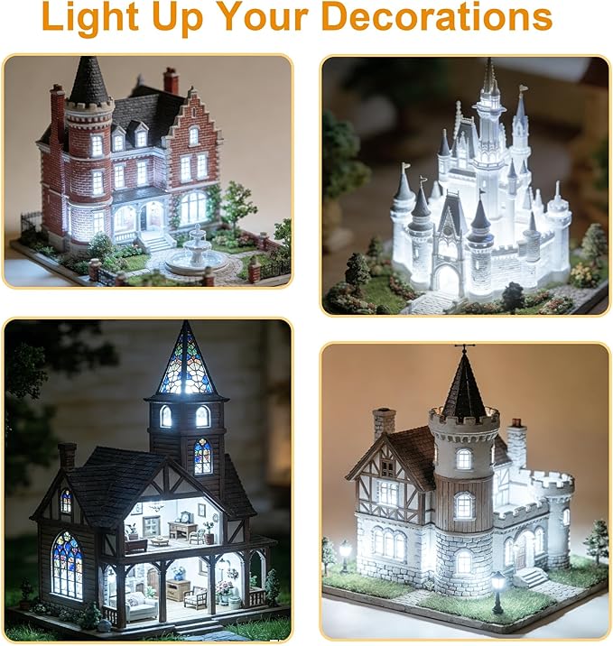 12 Pack Mini LED Lights, Cold White Small LED Light, Mini Spotlights for Displays, Wireless Small Spotlight Battery Powered, Dollhouse Light, Miniature Lights for Crafts, Party, Wedding