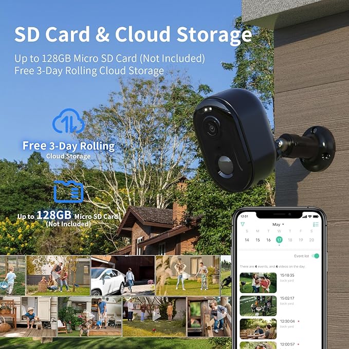 Security Cameras Wireless Outdoor, Battery Powered 2k Color Night Vision, AI Motion Detection,IP66 Weatherproof, 2-Way Talk, SD/Cloud Storage,Cameras for Home Security-2 Pack