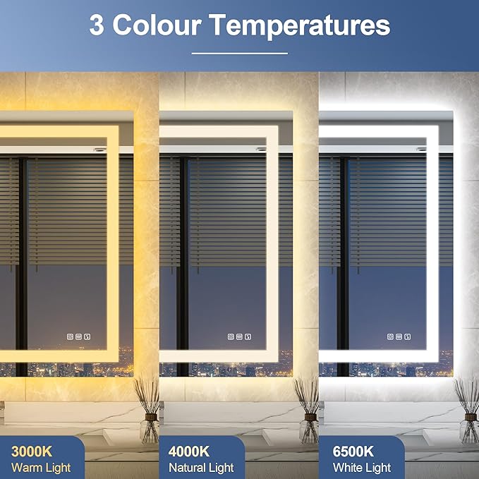 STARLEAD Led-Bathroom-Mirror-with-Lights, 24"X32" Wall-Mounted with 3 Colors Dimmable Light, Bluetooth Speaker, Anti-Fog, Memory, Tempered Glass, Front & Backlit (Horizontal/Vertical)