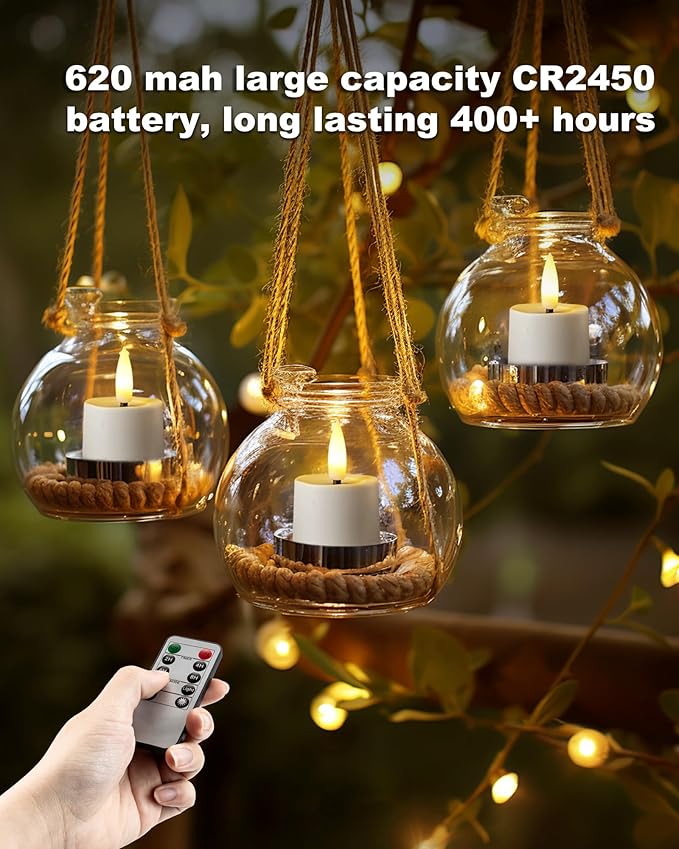 Remote Candles, 12Pcs Timer LED Votive Candle, Realistic 3D Flickering Flameless Tea Lights Candle Battery Operated with 2/4/6/8H Timer for Home Decor- White Base