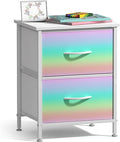 Sorbus Nightstand with 2 Drawers - Kids Bedside Furniture End Table Night Stand - Steel Frame, Wood Top & Easy Pull Fabric Bins - Dresser & Chest for Home, Bedroom Accessories, Office & College Dorm