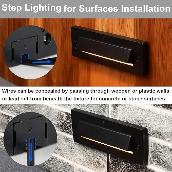 Outdoor Step Lights, 5W 12V Landscape LED RGB Color Changing Outdoor Low Voltage Deck Step Stair Lights Wired for Railing Fence Retaining Wall Christmas Decorations, Heavy Duty, Black, 12PK