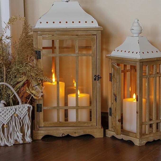 Flameless Flickering 4" x8" Real Wax White Remote Candles with Candle Grease, Pack of 2 Timer LED Battery Operated Fake Warm Light Pillar Candles for Home, Banquet, Ceremony Decoration