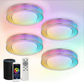 ASD 16 Inch Smart RGBW Flush Mount Ceiling Light with Remote - Brushed Nickel 28W 120V 2700-6500K Dimmable Ceiling Light Fixture, WiFi App Control RGB Lights, Alexa & Google Assistant - ETL, 4 Pack