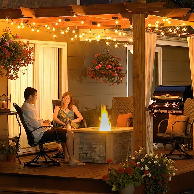 Outdoor String Lights 150FT with Remote Dimmer, G40 Globe LED Patio Lights with 75 Edison Plastic Bulbs(4 Spare), Waterproof Hanging Lights for Backyard Balcony Yard Deck Garden Party