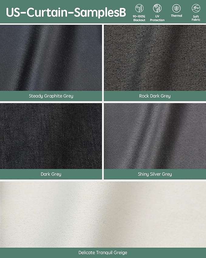 Yoolax Motorized Curtain Electric Rods & Texture Thermal Insulated Drapes Smart Curtain Compatible with Alexa and Google Home Customized, Fabric Sample (Dark Color)