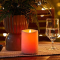 Luminara Outdoor Flameless LED Coloring Changing Candle Melted Edge 3.75" x 5.3" Real Moving Flame Battery Operated Timer Plastic Weather-Resistant