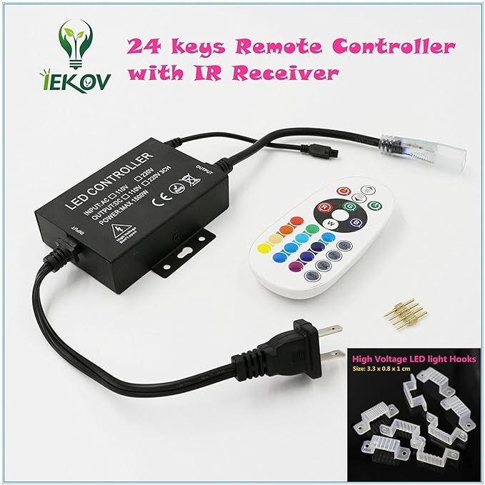 RGB LED Strip Light, AC 110-120V Flexible/Waterproof/Multi Colors/Multi-Modes Function/Dimmable SMD5050 LED Rope Light with Remote for Home/Office/Building Decoration (164ft/50m)