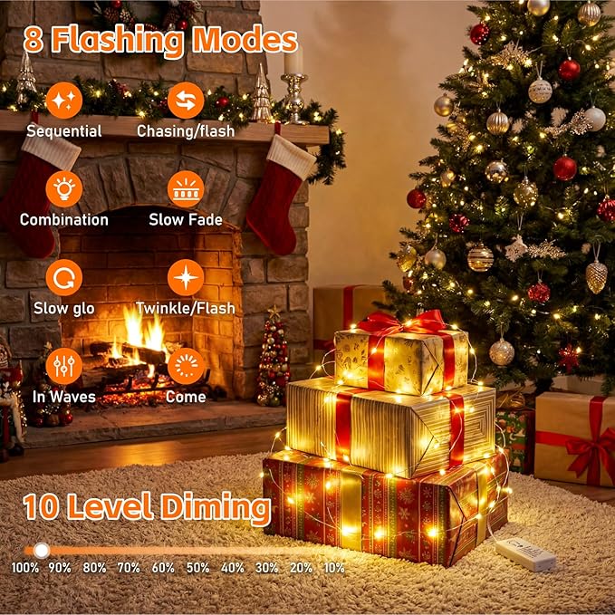 4 Pack Rechargeable Fairy Lights with Remote & DIY Timer, 7ft 20LED Dimmable Silver Wire String Light for Mason Jar, Mini Twinkle Lights for Indoor Christmas Bedroom Wedding Decor, Warm White