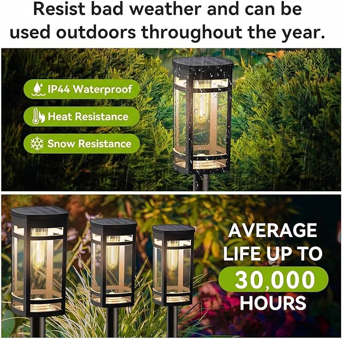 EXCMARK 12 Pack Solar Lights Outdoor Waterproof for Garden Pathway Walkway Driveway Yard Lawn Decorative Landscape Lighting. (Warm White Light, 12)