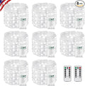 8 Pack Total 160FT 480LED Fairy Lights Battery Operated with Rmote, Waterproof Twinkle Lights with Timer Indoor Outdoor, Cuttable String Light for Bedroom, Classroom, Christmas Decor, Cool White