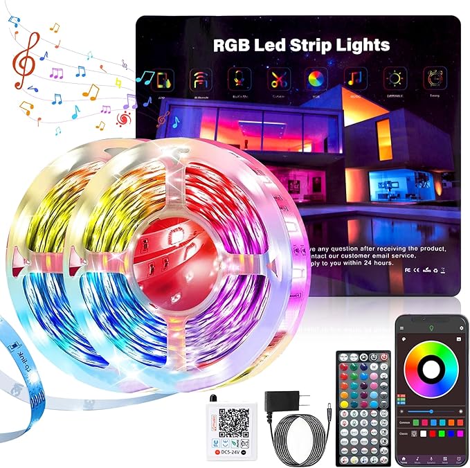 LED Lights for Bedroom 198FT, RGB LED Strip Lights Music Sync, DIY Color Changing LED Light Strip with Remote & App Controll, Led Lights for Room Decor Ambiant Lighting (2 Rolls of 99FT)