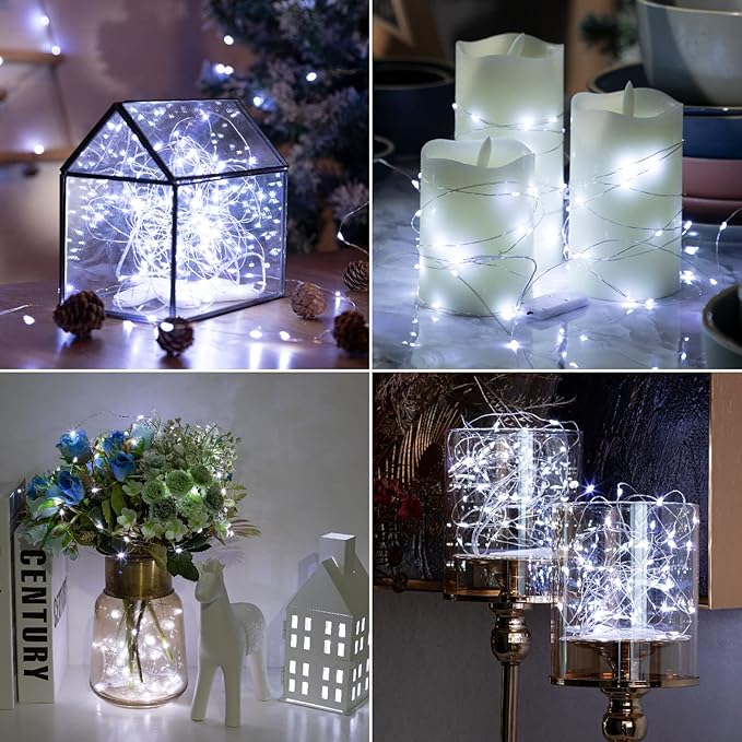 HXWEIYE 12 Pack Fairy Lights Battery Operated, 7ft 20LED Mini Twinkle String Light for Mason Jar DIY Wedding Table Centerpieces Party Bedroom Christmas (White)