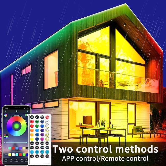 200ft Outdoor LED Strip Lights Waterproof,IP68 Outside Led Light Strips Waterproof with APP/Remote Control,Music Sync RGB Exterior Led Rope Lights for Bedroom roof Garden Staircase Parties