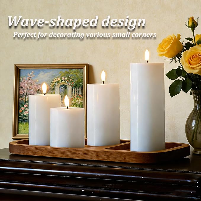 Battery Operated Candles with Remote, LED Flameless Real Wax Pillar Candles Set of 4, Timer Function, Safe Home Décor for Living Room, Bedroom, and Dining Table, White