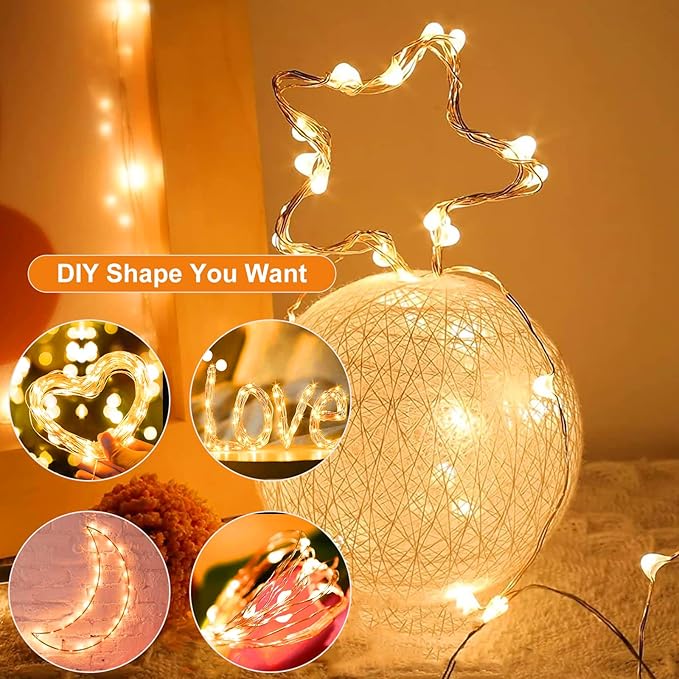 8Pack Fairy Lights Battery Operated, 7ft 20 LED 3 Modes Speed Twinkle Mini String Lights Waterproof Silver Wire Firefly Starry Lights for Mason Jars Wedding Party Christmas Decorations