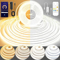 COB LED Strip Light,CCT Dimmable Strips Light,2700K-6500K,9.84ft/3m,8mm Wide,CRI90+ 24V LED Strips Kit with Bluetooth APP Control/Music Mode,for Bedroom,Kitchen,DIY Lighting