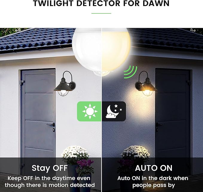 Torkase Motion Sensor Light Bulbs, 13W (100Watt Equivalent), Motion Activated Dusk to Dawn Security LED Bulb, 2700K Warm White, Energy-Efficient, for Indoor and Outdoor Lighting, Porch, Stairs 4Pack