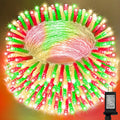 LAMPHOME Red Green Warm Christmas String Lights, 300 LED 99 FT Connectable Waterproof String Lights Green Wire with 16 Modes, Xmas Vintage Decorations for Indoor Outdoor Party Yard Garden Decor