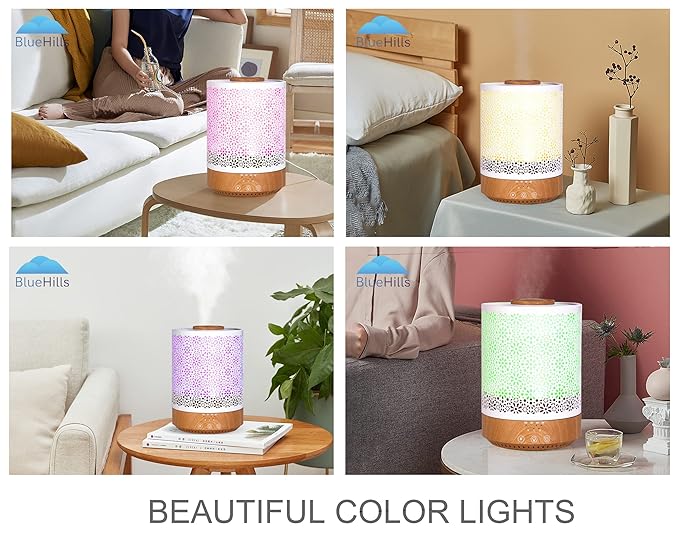 BlueHills Premium Set of Two Large 2500 ML and 4000 ML XL Essential Oil Diffusers Humidifier Combo for Large Room Home with Décor Cover LED Lights Great Gift – Value Pack of Wood Grain.