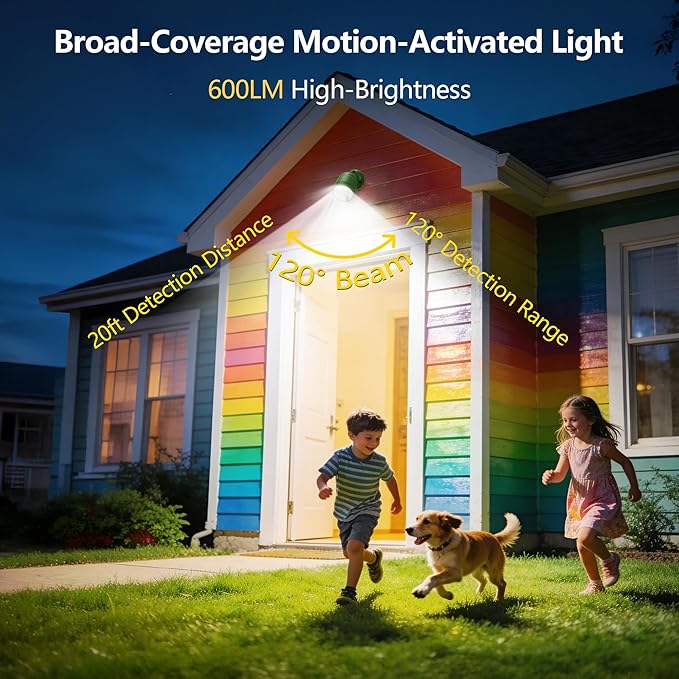 Wireless LED Spotlight, Battery Operated Motion Sensor Outdoor Light - 4000mAh Rechargeable 2-Mode IPX5 Waterproof 600LM Light for Porch, Garage, Hallway, Wardrobe (Green)