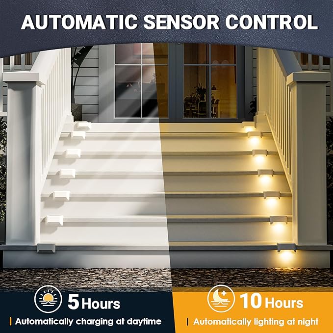 SOLPEX Solar Fence Lights Outdoor 16 Pack, Solar Step Lights Waterproof Led Solares Light for Outdoor Stairs, Deck, Fence, Yard, Patio, and Balcony(Warm White)
