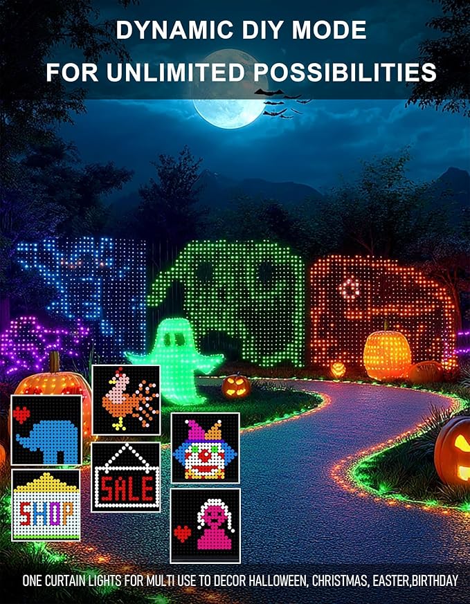 Dazzle Bright Smart Curtain Lights, 400LED 6.6FT x 6.6FT Color Changing Valentine's Day Christmas Lights with Remote & APP, Dynamic DIY Fairy String Lights for Indoor Outdoor Bedroom Decorations