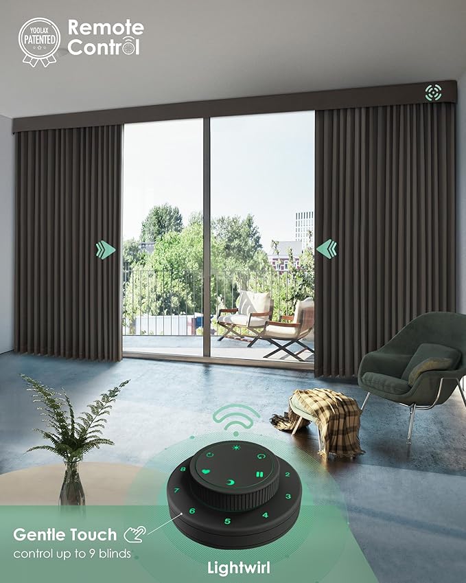 Yoolax Smart Retractable Curtain Compatible with Alexa and Google Home, Motorized Curtain Hardwired with Remote Customized Size (Dark Grey)