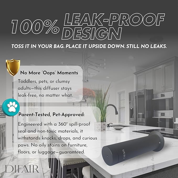 Waterless Diffuser Essential Oil Diffuser for Home, Leak Proof Nano Atomizing Oil Diffuser, Bluetooth Remote Controlled Silent Diffusers for Bedroom Spa Hotel Collection Style Scents