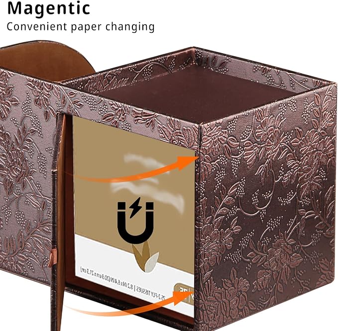 Leather Square Tissue Box Cover with Storage Tray,Cube Tissue Box Holder,Modern Facial Paper Organizer with Remote Control Holder for Bathroom,Vanity Countertop,End Table NightStand Home Office