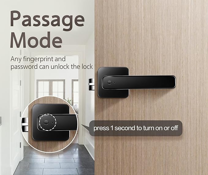【WiFi-Free】 4-in-1 Smart Fingerprint Door Knob Lock(Fingerprint/Code/IC Card/Key), No App Required, Door Locks for Bedrooms & Offices, Biometric Thumbprint Door Knobs with Code & Keypad, Auto Lock