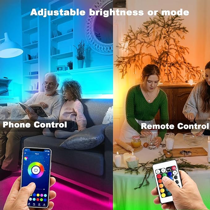 dalattin Smart WiFi Led Lights 130ft, Work with Alexa Google Assistant, APP Voice Remote Control Led Strip Lights RGB Color Changing Music Sync Led Lights for Bedroom Valentine (2 Rolls of 65.6ft)