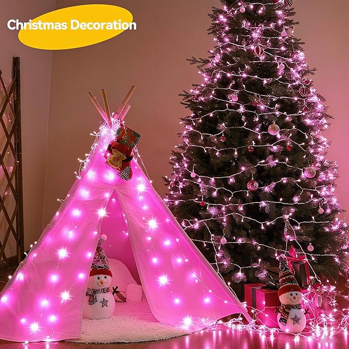 LitHome 4 Pack Valentine's Day Pink Fairy Lights Battery Operated, 20 FT 60 LED Valentines Lights Battery Operated 2 Modes Indoor, Waterproof Led Fairy Twinkle Lights for Gift Bedroom Wedding Decor