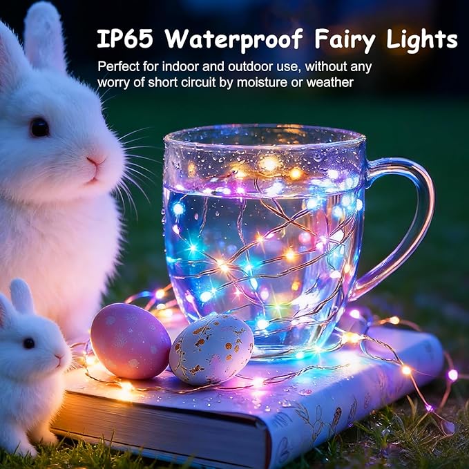 24 Pack Fairy Lights Battery Operated, 7ft 20 LED 3 Modes Speed Twinkle Mini String Lights Waterproof Silver Wire Firefly Starry Lights for Mason Jars Wedding Party Christmas Easter Decorations