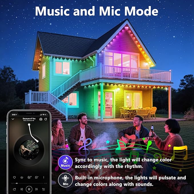 LETIANPAI 400FT Permanent Outdoor Lights,RGB Eaves Lights with App Control Remote,DIY Scene Modes IP67 Waterproof Outdoors Under Eave Lighting,Outdoor Light for Garden Decor