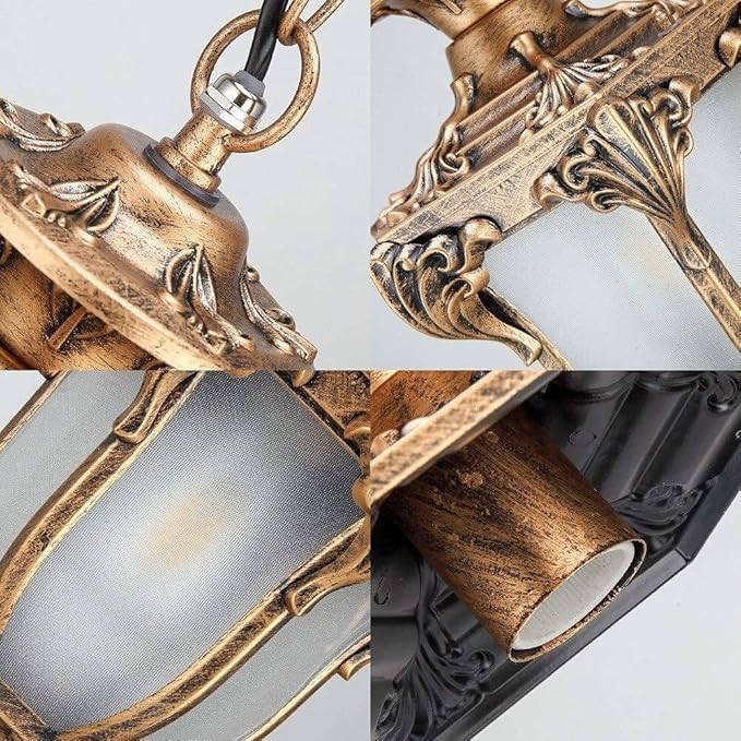 Solar Garden Lights Outdoor Waterproof Hanging Lantern Antique Staircase Corridor Pendant Lights Garden Ceiling Chandelier Lighting Porch Patio Pavilion Landscape Fixtures (Color : Black-s-1831cm)