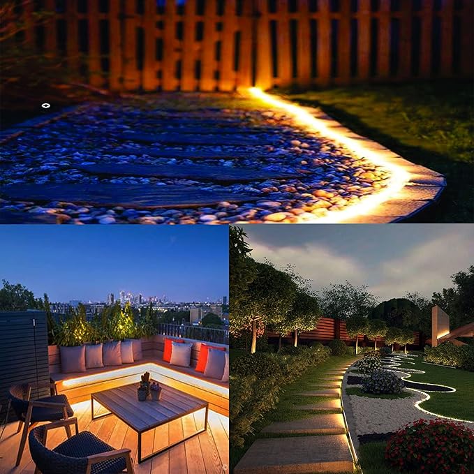 110V Led Strip Light Led Rope Lights Outdoor Indoor Use 3000K Warm White Waterproof Flexible Cuttable Connectable 131.2ft 40m 110V 2 Wire Ideal for Backyards Christmas Decorative Lighting